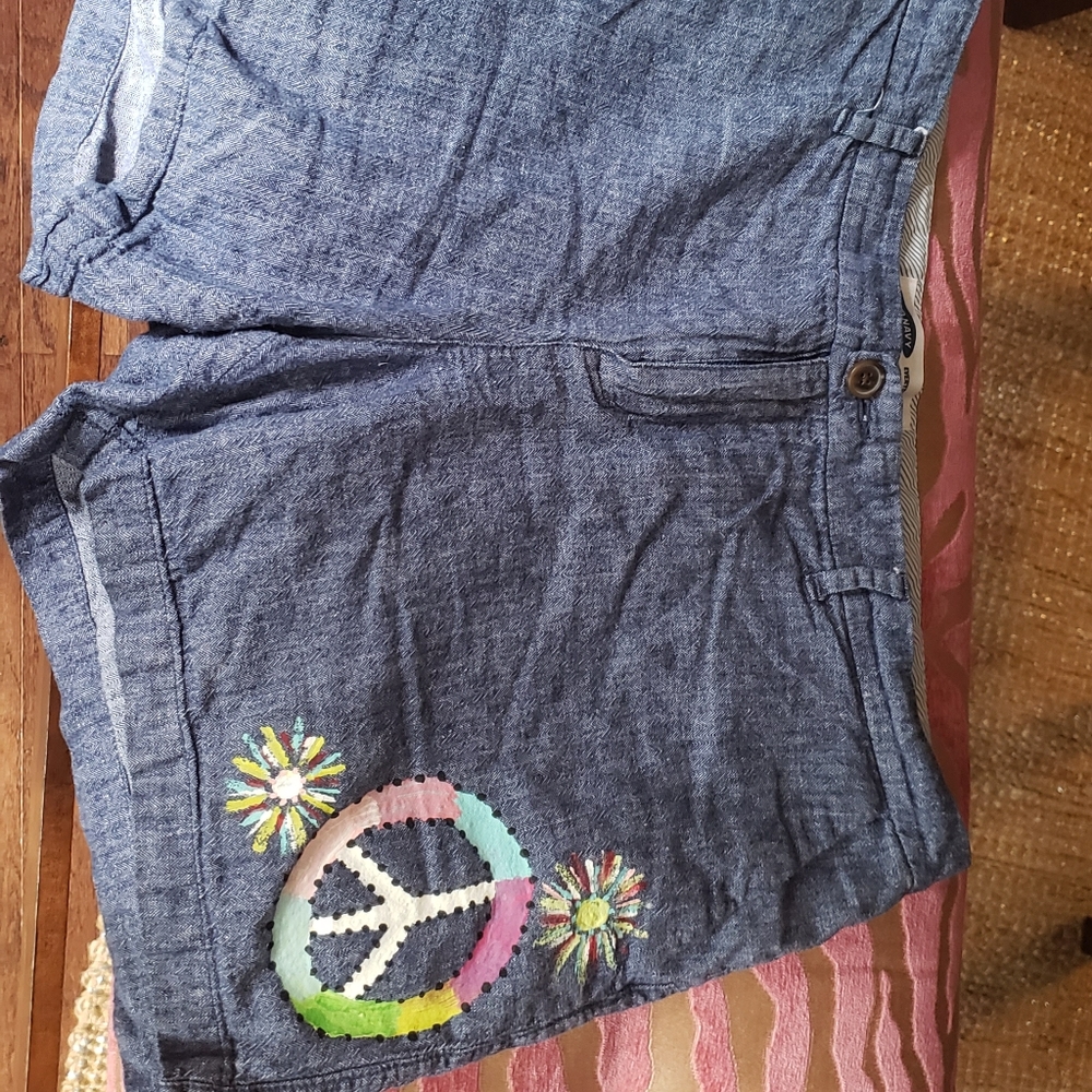 Handpainted Old Navy denim chambray shorts sz. 16